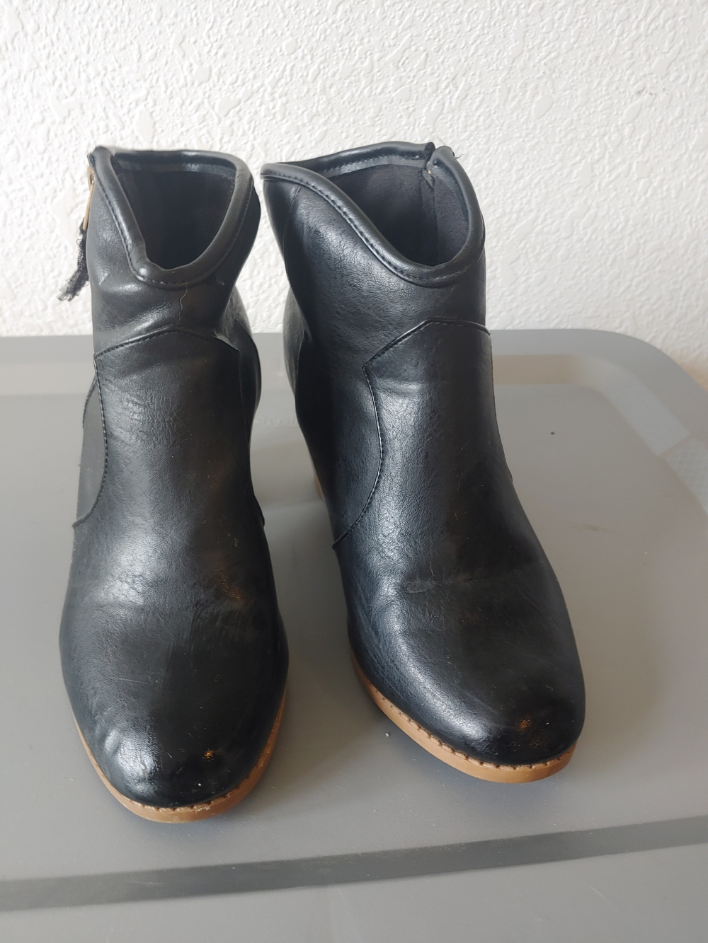 Women's Black Ankle Booties with Tan Sole